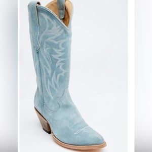 Blue Suede Western Boots